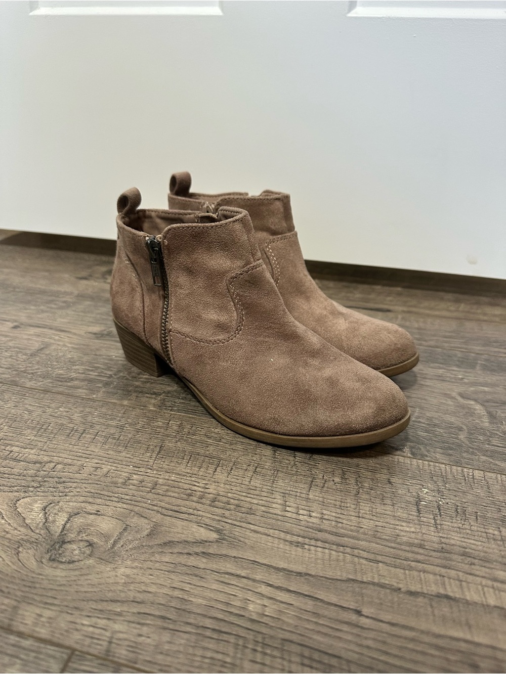 Arizona Jean Company Taupe Suede Ankle Booties with Side Zip